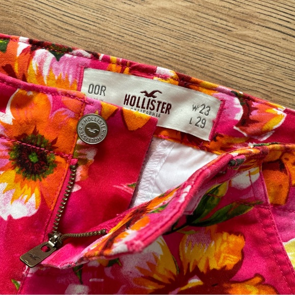 Hollister Floral Low Rise Shorts W23 Sz 00 Pink Orange Hawaiian Summer Holiday - Picture 10 of 13